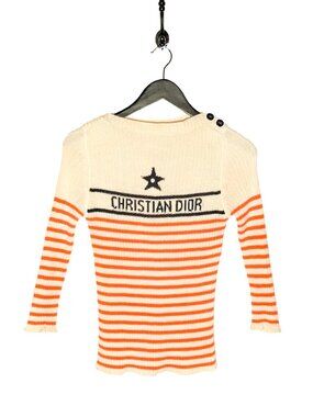 Dior 2022 Dioriviera Monaco Ribbed Orange Stripes Sweater
